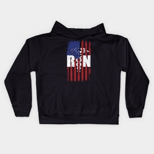 RN Nurse 4th of July Patriotic American USA Flag Gift Kids Hoodie